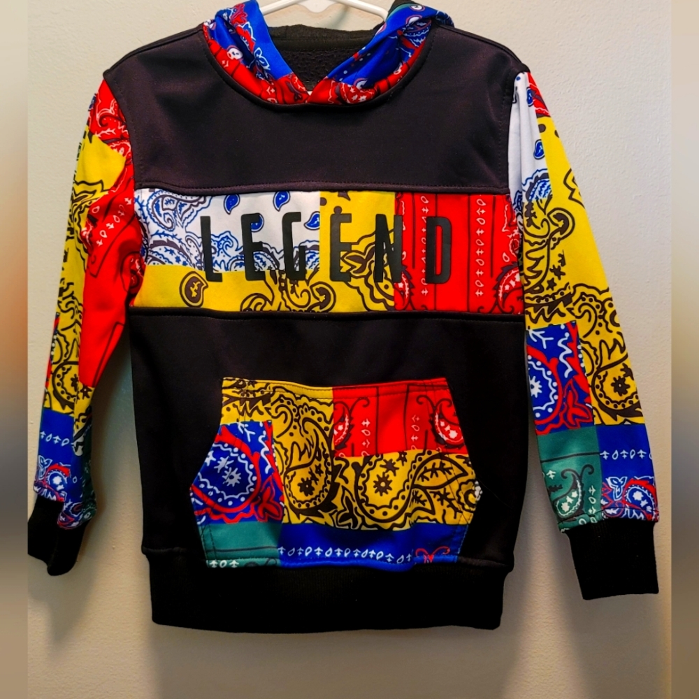 Encrypted Size 4 Toddler Boys Paisley Patchwork Pullover Hoodie